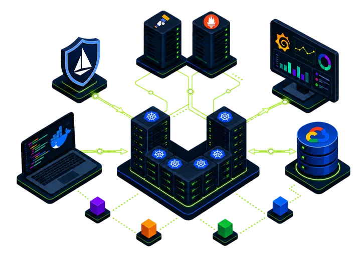Diagrama de arquitectura de un pipeline DevOps a través de las etapas de build, package y deploy